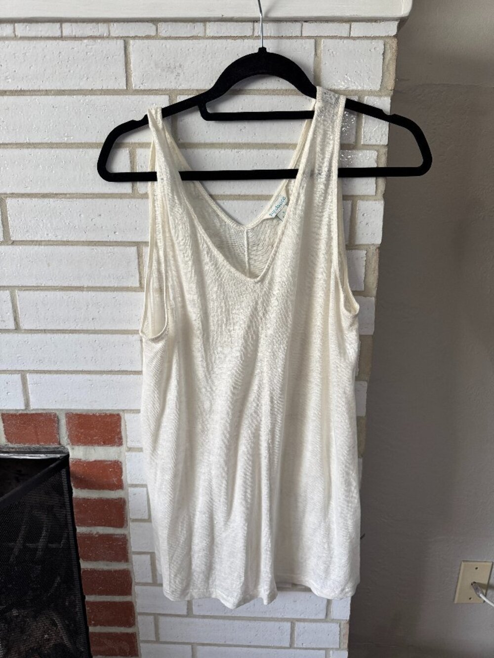 Women's Paper Bag V-Neck Boho Tank - Sundance - Cream - M